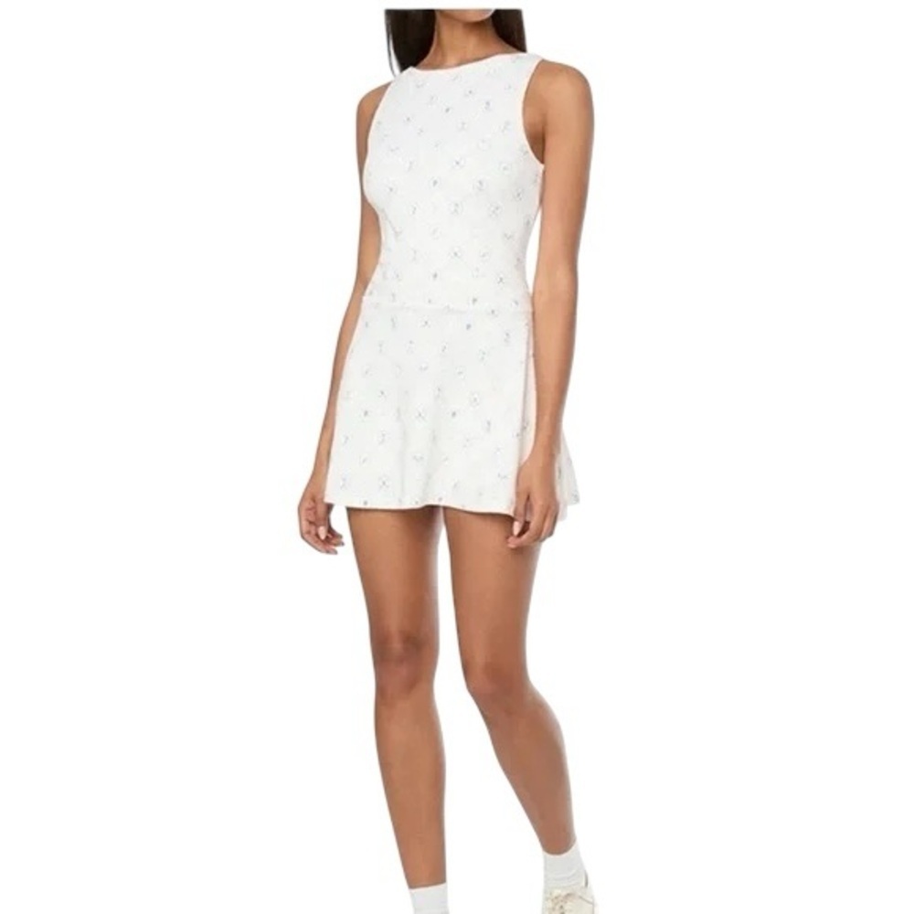 WeWoreWhat Boatneck Tennis Dress Off White Blue Size Small
